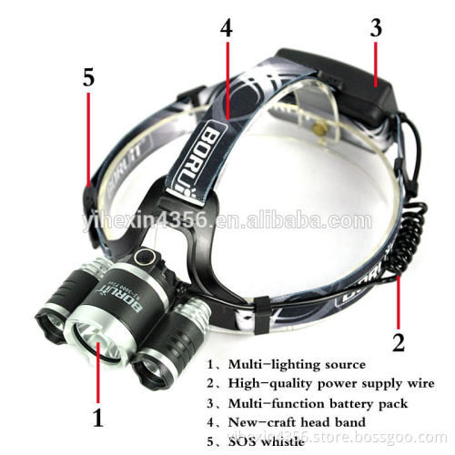 Outdoor High Power Rechargeable 5000LM LED Headlamp for Riding